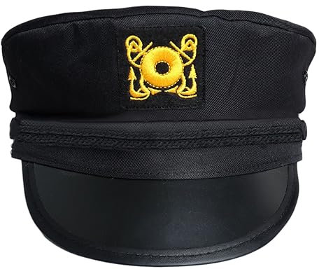 GAOINTELL Schwarzer Kapitän Hut Yacht Militär Hüte Boote Skipper Schiff Kapitän Kostüm Hut Kappe Navy Marine für Herren Damen Hut