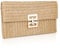 PEUTIER Pochette en Paille, Été, Plage Sac à Main en Paille Sac Fourre-Tout en Paille Style Boho Sac à Main Tissé à la Main Enveloppe Portefeuille en Paille pour Femmes Fille Vacances Fête Mariage