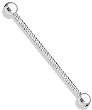 beyoutifulthings Industrial-Piercing Silber gedrehtes Seil Industrial-Barbell Industrial-Bar Chirurgenstahl Stab-länge 38-mm