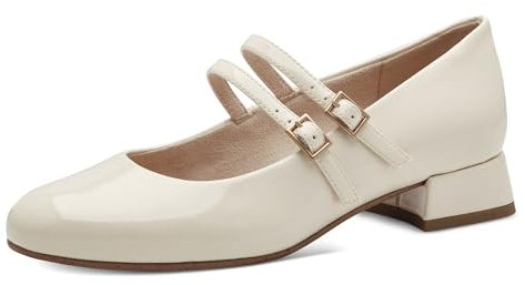 MARCO TOZZI Damen Mary Janes mit Riemen Kleiner Absatz, Cremefarben (Cream patent), 37 EU