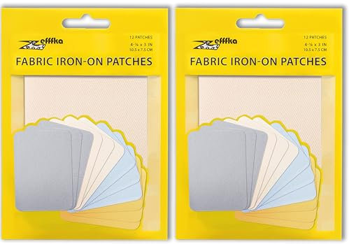 ZEFFFKA 2 PACK Tela de Parches de Jean Aplicables con Plancha Interior & Exterior Pegamento Mas Fuerte 100% Algodón Tonos Surtidos Kit de Decoración 12 Piezas Tamaño 7.5 cm x 10.5 cm