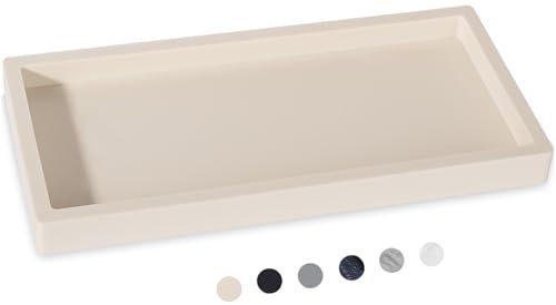 Bandeja de baño, Bandeja de tocador pequeña de Silicona, Soporte de Esponja, Organizador de Fregadero de Cocina, Accesorios de baño para encimera, Inodoro, Ducha, Grande, Beige