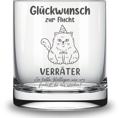 Glas mit Gravur zum Abschied Kollegin Kollege lustiges Geschenk Verabschiedung Abschiedsgeschenk Kollegen Jobwechsel neuer Job Verräter