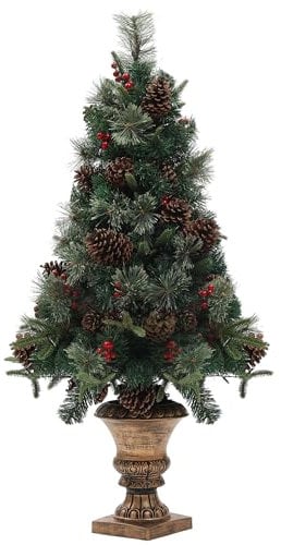 HOMCOM 4ft Artificial Christmas Tree with 60 Warm White LED Lights, 8 Modes and Remote, Realistic Xmas Tree with Trophy Stand for Party Decoration, Green