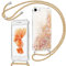 Xiltlly handyband für iPhone 6/iPhone 6s Hülle mit Band, Glitzer Flüssig Durchsichtig Transparent Silikon Handyhülle mit Kette Kordel zum Umhängen Necklace Stoßfest Kratzfest Schutzhülle, Gold
