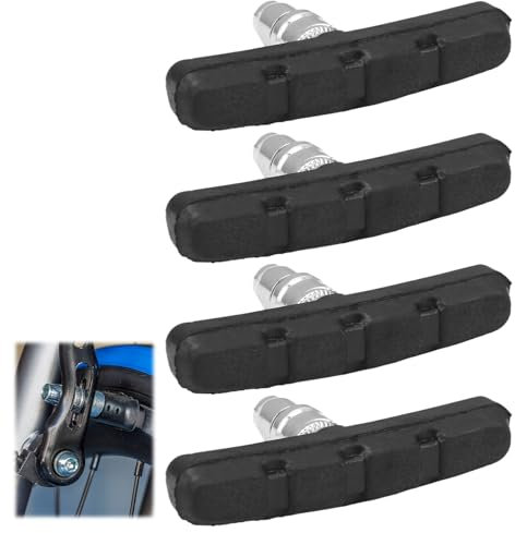 Fahrrad Bremsbeläge V-Brake 70 mm, 4 Stück Fremsklötze Fahrrad Bremsbelag-Set Bremsbacken Fahrrad für Seitenzugbremse V-Bremse U-Bremse, Bremsschuhe für Vorne & Hinten Fahrradbremsbacken Bremsgummi