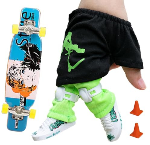 gifyym -Finger-Scooter-Set | -Finger-Skateboard mit Hose und Schuhen | Halloween-Partygeschenk, Kindergeburtstagsgeschenk, Spielspielzeug