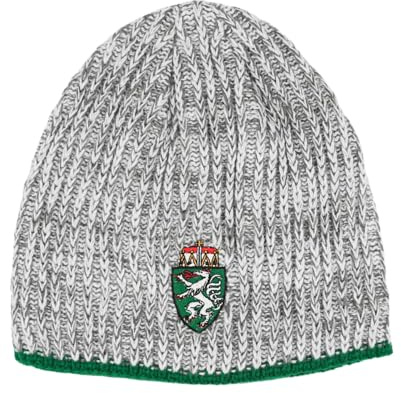 Hoamatkult Steiermark Kult Beanie – hellgrau Unisex Strickmütze mit Fleece Innenfutter – hochwertige Steiermark Stickerei – melierte Optik – warme Wintermütze