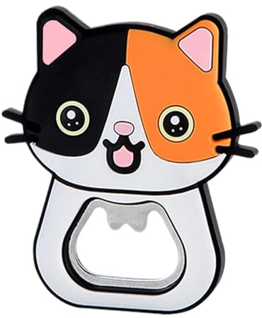 Duroecsain Flaschenöffner, Katzen-Flaschenöffner, Flaschenöffner mit Cartoon-Kühlschrankmagnet, multifunktionale Dekoration für den Hauskühlschrank, kreativer Saftdeckelöffner für