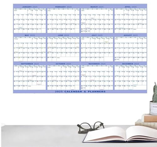 Wipe Off Planner 2025, Dry Erase Wall Planner mit Marker, 36 x 24 Zoll, doppelseitig ausklappbares Kalenderbrett für Wand, perfekt für Laptop, Gefrierschrank, Alltag und Woche