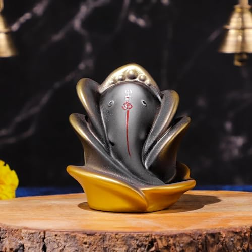 Artarium Black Rose Ganesha Statue (7,6 cm), Ganesh Idol für Auto Armaturenbrett, Wohnungsdeko, Hausaltar & Büro Tisch Dekoration, Hindu Gott Figur, Spirituelle Deko & Geschenkidee