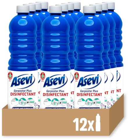Asevi Concentrated Floor Cleaner Liquid, Hard Floor Cleaner, Laminate, Multipack of 12 X 1L (Disinfectant)