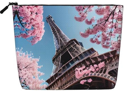 Pittura a olio Parigi Torre Eiffel Stampa Singolo Strato Artificiale Canapa Cosmetici Cerniera Borsa per cosmetici Accessori Cerniera per le Donne, Nero, Taglia Unica, Nero, One, Nero, One Size