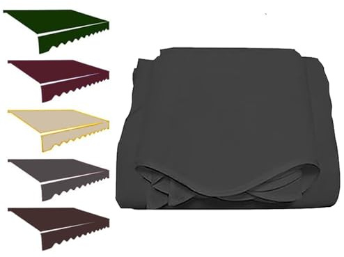 ZYXQQJ 250 300 350 400 500cm Markisen Ersatzstoff Klemmmarkise Ersatz Markisentuch Markisenbezug Sonnenschutz Stoff Wasserdicht Polyester Abdeckung(Dark Gray,5x3m/16.5x10ft)