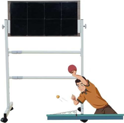 Indoor Outdoor Tischtennisplatte Rebound-Board Freistehendes Tischtennis-rückgabebrett Rebounder Selbsttrainingsgeräte, Black, with 8 Rubbers