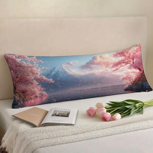 Kissenbezug 40x145 Japan Seitenschläferkissen Bezug Rosa kissenbezüge, Side Sleeper Pillow Samt Verbessern Sie Schlafqualität Dakimakura, Doppelseitig Drucken langes kissen für Sofa Schlafzimmer w-123