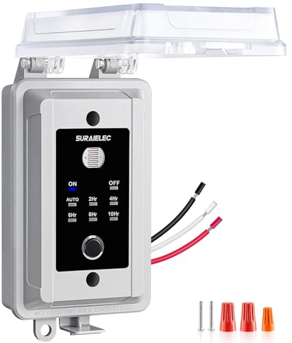 SURAIELEC 20A Heavy Duty Dusk to Dawn Light Sensor Timer Switch, 2400W Hardwired Weatherproof Photocell Controller for Outdoor Security Lighting, Floodlights, Patio Lights, Christmas Decorations