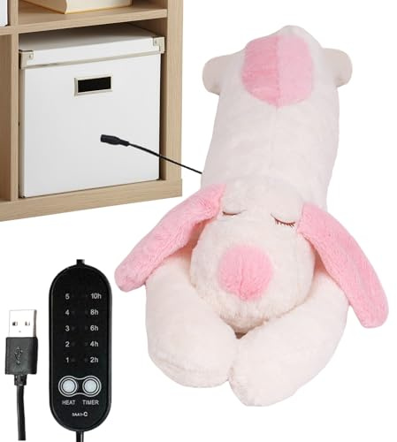 Wärmekissen Plüschtier Elektrisch Einstellbare Temperatur | Heizbares Hundekuscheltier für Kinder Erwachsene Weihnachtszeit Nacken Rücken Schultern Bauch