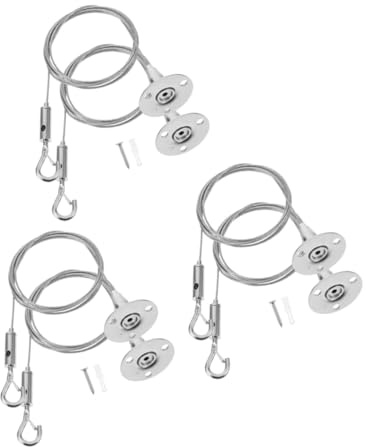 6 Seilaufhänger Stück mit Verstellbaren Haken Edelstahl für Aufhängung | Silber, Leicht zu Montieren, Multifunktionales Design für Pflanzenlampen, Lüfter, Filter und Kabel