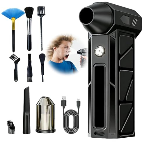 Souffleur Air Comprimé 360 000 tr/min, souffleur sans fil ultra-puissant, ventilateur à jet multifonction, rechargeable par USB, 3 vitesses réglables, pour PC, clavier, extérieur, maison et voiture