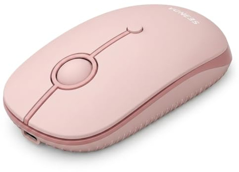 Seenda MOU001 Wireless Bluetooth Mouse, Rechargeable, Pink | Multi-Device with Dual Bluetooth+2.4G USB, Silent Clicks, 3-Level DPI, Portable Computer Mouse for Laptop,PC,Mac,iPad,Tablet