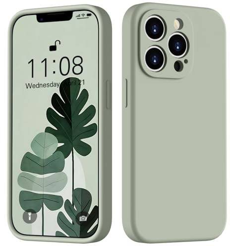 HGH for iPhone 13 Pro Max Case, 3 Layers Liquid Silicone Case, Copper Green | 3 Layers Liquid Silicone Case, Full Covered Cover,Soft Gel Rubber Shockproof, Anti-Scratch Soft Microfiber Lining