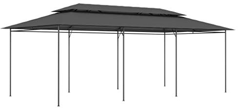 fsahslih Pavillon 6x3m Gartenzelt Anthrazit, Partyzelt mit robustem Stahlgestell und Polyester-Dach, 600x298x270 cm Festzelt für Garten, Hochzeiten, Grillpartys und Events