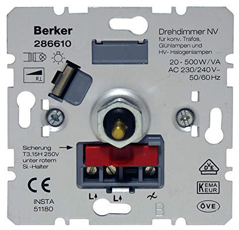 Hager Switch Dimmer Taster Rotation Halogen 20 – 500 W