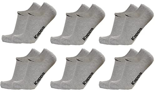 6 paia calzini KAPPA , calzini fantasmini invisibili ,calzini sneakers in cotone ,modello unisex, vari assortimenti. (42-44, 6 paia grigio)