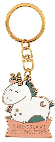 Manahia Porte Clés Cadeau Licorne - Je prends la Vie côté Paillettes - Bijoux Licorne - Cadeau Noël Chérie - Anniversaire Amie - Porte clefs Copine - Cadeau fille