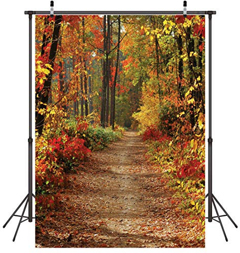 LYWYGG 5x7FT Bergstraße verlässt Herbst Hintergrund natürliche Landschaft Vinyl Hintergrund Party Dekoration Studio Requisiten CP-66