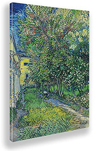 Giallobus - Gemälde - Vincent Van Gogh - Der Garten der Anstalt in Saint Rémy - Leinwand mit Standardrahmen - 70x100 - Bereit zum Aufhängen - Moderne Gemälde für zu Hause