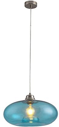 M2OUTLET Pendelleuchte LA BURBUJA: Ø40CM Matt Nickel, Glas blau