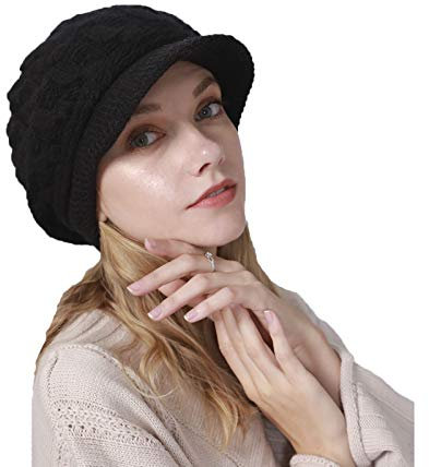 YAMEE Cappello Donna Invernale Caldo,Berretti Invernali Donna Vintage,Cappelli a Maglia con Visiera