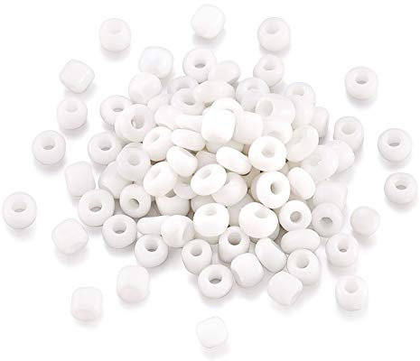 Craftdady - Cuentas de Cristal Blanco de 4 mm, 6/0, Opacas para Manualidades, Pulseras, Collares, Llaveros, Joyas, Alrededor de 495 Unidades