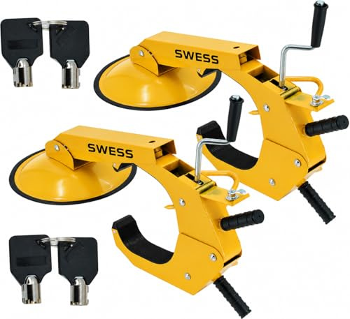2 Pack Wheel Lock Clamp Boot Tire Claw Adjustable for RV Boat Trailer Truck Auto Car Heavy Duty Steel Anti-Theft Lock Towing Security Device