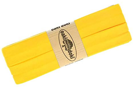 Schrägband Jersey 3m Breite 20mm Oaki Doki Tricot de Luxe Einfassband elastisch über 80 Farben, Farbe:gelb