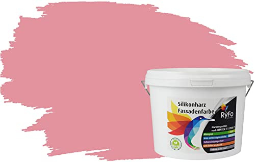 RyFo Colors Silikonharz Fassadenfarbe Lotuseffekt Trend Lachs 3l - bunte Fassadenfarbe, weitere Rot Farbtöne und Größen erhältlich, Deckkraft Klasse 1