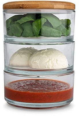 Ooni Stack- Glass Stackable Storage Containers, Dough Proofing Box, Stack Storage, Sealable Kitchen Containers with Lid - Reusable Set of 3 Containers