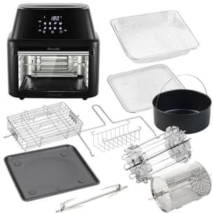 Rosenstein & Söhne Minibackofen: Digitale XXXL-Heißluft-Fritteuse & Umluft-Backofen mit Zubehörset (Heissluftofen, Heißluftfritteuse mit Drehspieß, Küchengeräte)