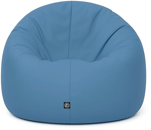 PATCH HOME Sitzsack 2 in 1 Sitzkissen Bodenkissen für Erwachsene & Kinder - Gaming mit Füllung Kissen Sessel BeanBag (Ø 125cm, Blaugrau)