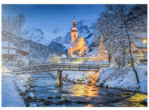 MyPuzzle Winterlandschaft Berchtesgaden, Wallfahrtskirche Sankt Sebastian - Premium 1000 Teile Puzzle - MyPuzzle Sonderkollektion von Puzzle Galaxy