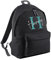 Print Maniacs Personalised Any Name Large 18L Kids Travel Backpack Junior Shoulder Collage Rucksack School Lunch Swimming P.E Laptop Book Bag (Black, Teal/White)