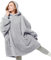BEDSURE Hoodie Decke mit Ärmeln - Kuschelpullover als Geschenke für Frauen - Übergroßer Tragbare Decke Kuscheldecke mit Ärmeln Geschenke zum Vatertag Männer Herren Damen xxl, Grau 107x90 cm