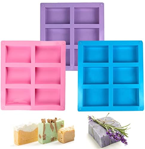 Seifenformen Silikon, 3 Stück Seifenform Rechteckig, Silikonform Seife, Silikonformen Seife, Seifen Silikonform, Silikonformen Gießformen Seife, Soap Mold für DIY Handwerk Seifenherstellung