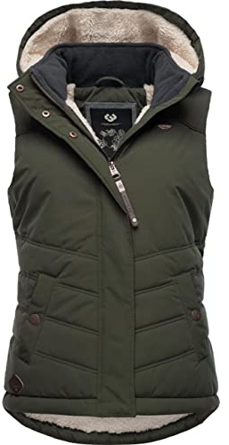 Ragwear Damen ärmellose Outdoorweste warme Winterjacke wasserdicht mit abnehmbarer Kapuze Hesty Intl XS-6XL