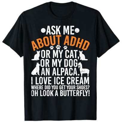 Ask Me About ADHS-Bewusstseinsband, Orange T-Shirt