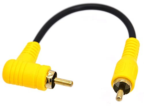 Cable RCA de ángulo recto, cable RCA macho a macho de 90 grados, cable de audio corto RCA Strereo, conectores chapados en oro para HDTV 15 cm