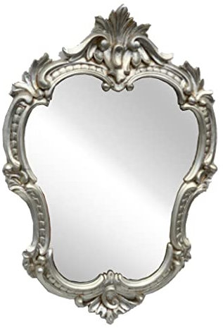Generisch Wandspiegel Antik Oval Gold Weiß Silber Schwarz Retro Spiegel 50X35 Badspiegel Prunkspiegel Wohnzimmerspiegel C 444 (Silber Antik)