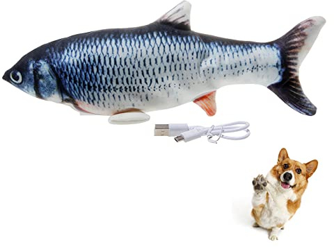 Bikirin Flopping Fish Dog Toy, Realistic and Interactive Plush Flippety Fish that Swings (Simulation Interactive Toys for Indoor Pets Puppy) Perfect for Biting, Chewing, and Kicking